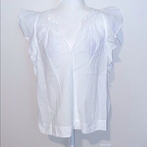 HD in Paris white flutter sleeve V neck sleeveless top